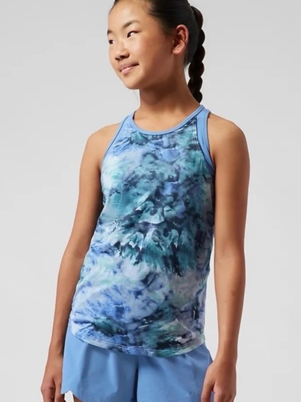 Athleta Girl Perfect Pair Tank Solarize Cottage Blue Tye Die Size XL 14